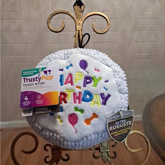 Brand New Trusty Pup Happy Birthday Cake 7.5” Dog Toy With Squeaker. - Picture 3 of 4